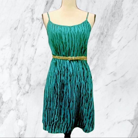 ⭐️ VINTAGE Mini Black & Teal Dress CUSTOM! - Picture 1 of 9